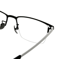 Monturas de Gafas Ópticas de Metal Negro y Plateado, Estilo Retro Vintage, de Lujo, Calidad Premium, Media Montura, Tendencia, Venta al Por Mayor