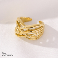 OEM ODM Maßgefertigter Vintage Großhandel Schmucklieferant 18K Goldfarben Übertriebener Geometrischer Breiter Edelstahl Unisex Fingerring