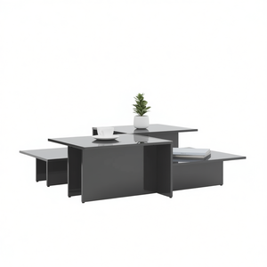 Set di Tavolini da Caffè Moderni in Legno Ingegnerizzato Grigio Lucido per Arredamento Soggiorno - Product Image 1
