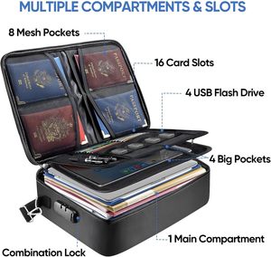 Portadocumenti portatile ignifugo scatola di File impermeabile 15 ''x 11'' x 4 ''sacchetto di File nero per l'organizzazione di importanti documenti - Product Image 2