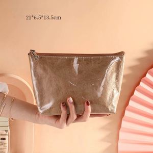 Sac de maquillage personnalisé en TPU Tyvek réutilisable et lavable 2025, sac de maquillage portable avec fermeture éclair, sac de rangement de voyage - Product Image 3