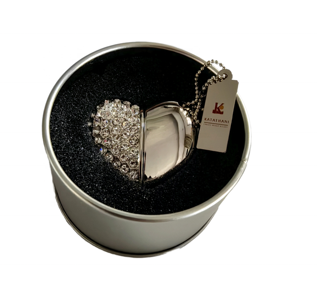 Silver Diamond Heart Shape Usb Disk Metal Jewelry Heart Usb Flash Drive 64GB 32GB 16GB 8GB Heart Shape Pen Drive Usb Stick
