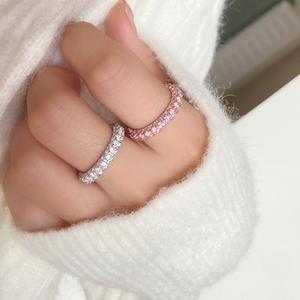 Anillo Donut de Plata de Ley S925 con Baño de Oro Rosa de 18K y Diamantes Brillantes Estilo Clásico Wenchi, Modelo 22294 - Product Image 3