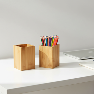 Porte-stylos carré en bambou, taille personnalisée, organisateur de bureau, organisateur de bureau à domicile - Product Image 1
