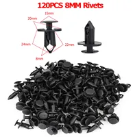 100 pièces de clips de pare-chocs de 8 mm, rivets de fixation en plastique pour voiture, attaches de pare-chocs