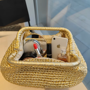 Borsa Clutch di Lusso Personalizzata in Pelle Metallizzata Intrecciata |   Borsa all'Uncinetto Fatta a Mano per Donne |   Borsa da Sera Premium con Etichetta Privata OEM - Product Image 5