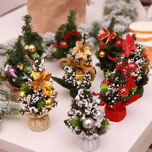 Dekorasi pohon Natal Mini, 2024 Tahun Baru, dekorasi meja, pohon Natal Mini, dekorasi DIY, hadiah Natal, untuk ornamen rumah, pohon Noel Navidad