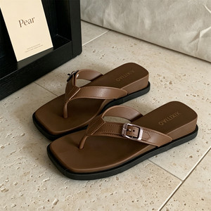 XIXITIAO Sandalias de Playa para Mujer, de Lujo, con Suela Gruesa, Punta Cuadrada, Chanclas de Verano, con Tacón de Cuña, Casuales, para Vacaciones - Product Image 5