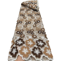 Dernière Nouveauté : Dentelle Suisse en Voile de Coton Brodé de Fleurs 3D avec Pierres sur Fond Noir pour Robe Africaine Femme Tendance