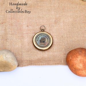 <b>Antique</b> Brass <b>Compass</b> Portable Pocket Size Hiking Navigation Pointer Dial Outdoor Use - Product Image 5