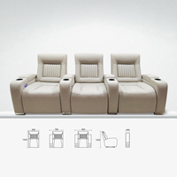 Sièges de cinéma professionnels 4, 3 et 2 places, canapé motorisé avec station de charge, porte-gobelets intégrés et éclairage d'ambiance LED