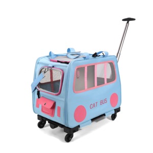 Cat Bus <b>Pet</b> Trolley <b>Carrier</b> Breathable Rolling Travel Bag for Cats Small Dogs <b>pet</b> <b>carrier</b> - Product Image 4