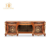 Ensemble de chambre à coucher de luxe de style royal français ensemble de meubles de lit d'intérieur en bois massif sculpté