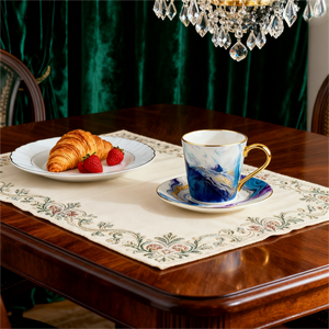 Set di Tazze da Caffè in Porcellana Bone China con Manico Dorato Personalizzato, Tazze e Piattini per Tè Dipinti a <span class=keywords><strong>Olio</strong></span> Ecologici per Regalo - Yayu Gao - Product Image 3