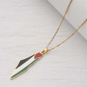 Collar con colgante de bandera de mapa esmaltado de moda para mujeres y hombres, collar de Palestina de acero inoxidable - Product Image 2