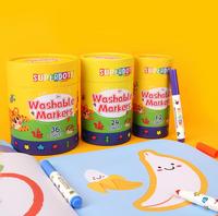 Lot de 24 stylos aquarelle lavables non toxiques pour enfants – Idéal pour le dessin, le croquis et les activités artistiques des tout-petits
