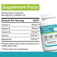 Capsules de multivitamines à libération prolongée - Formule granulée pour une énergie durable et un soutien immunitaire, 60 capsules