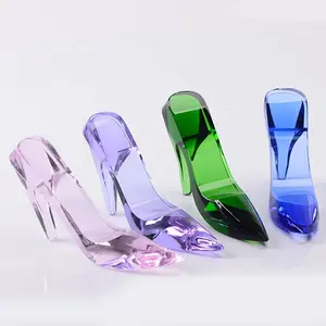 New home decoration birthday wedding gift high-heeled glass shoes Custom Cinderella crystal shoes