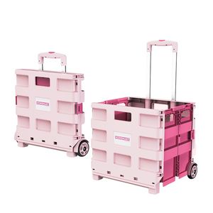 Nhựa Lớn Tập Tin Giỏ Hàng Gấp Giỏ Mua Hàng Với Bánh Xe Ráp Tiện Ích Giỏ Hàng Cho Văn Phòng Du Lịch Màu Đen - Product Image 4