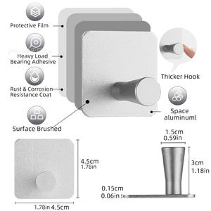 Appendiabiti ganci adesivi in alluminio <span class=keywords><strong>porta</strong></span> <span class=keywords><strong>asciugamani</strong></span> senza foratura <span class=keywords><strong>bagno</strong></span> cucina gancio asciugamano montato a parete per <span class=keywords><strong>bagno</strong></span> - Product Image 4