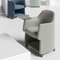 Chaise de bureau à dossier moyen avec roulettes, fauteuil de conférence et de réception, chaise de formation avec tablette d'écriture