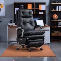 Chaise de bureau exécutive électrique ergonomique moderne en cuir véritable avec accoudoirs réglables et base en acier inoxydable pour bureau à domicile, salle de sport, salle à manger