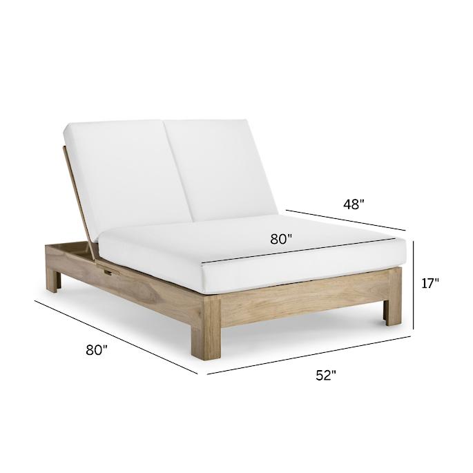 Outdoor swimming poo bed furniture weathered teak double chaise