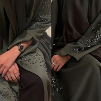 Meilleures Ventes de Vêtements Islamiques pour Femmes Musulmanes, Abaya de Dubaï de Bonne Qualité avec Perles et Perles Vertes