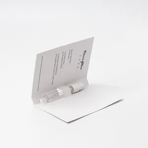 थोक 2ml 3ml 5ml 10ml सफेद इत्र कांच की बोतल शीशियों के लिए परीक्षण पैक के साथ कागज कार्ड निर्माता आपूर्तिकर्ता एफए