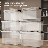Boîte de rangement en plastique transparente avec couvercle, organisateur de vêtements et de jouets sous le lit, conteneur pliable pour le déménagement et le rangement à domicile