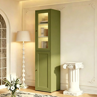 Vitrina Moderna Blanca de Acero para Sala de Estar, Puerta de Vidrio Arqueada, Librería Metálica de Una Puerta con Estantes Ajustables
