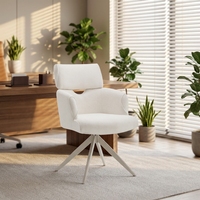Chaise de bureau moderne avec design enveloppant rond en tissu pour bureau, coiffeuse, salon, chambre ou café