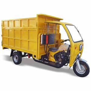 Triciclo Recolector de Basura Amarillo de 3 Ruedas con Motor de Gasolina y Transmisión Manual para Recolección de Residuos - Product Image 1