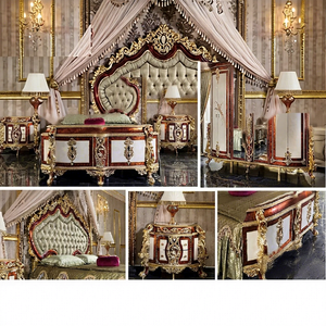 Muebles de Dormitorio Estilo Corona Real Europeos, Últimos Muebles de Dormitorio de Lujo Hechos a Mano, Muebles Tallados a Mano de Diseñador, México - Product Image 1