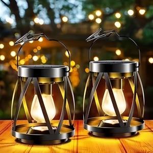 Lanterne solaire de jardin Xinhuiyuan, lumière chaude, lampe à clip pour extérieur, 50W, design en fer forgé, éclairage paysager - Product Image 1