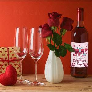 Décorations de fête de la Saint-Valentin, ensemble d'autocollants pour bouteilles de vin, pour dîner romantique, anniversaire, fiançailles, fournitures de célébration - Product Image 2