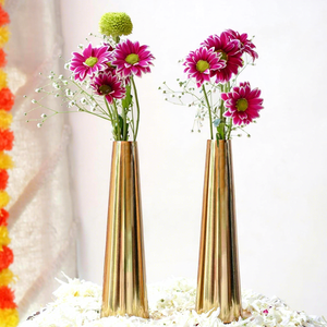 Premium Gold Finish Metal Flower Vase for Home Decor Elegant <b>Tall</b> Tapered Decorative Flower Pot for Living Room <b>Table</b> Centerpiec - Product Image 4