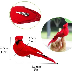 2/12 Piezas de Pájaros de Simulación para Jardinería, Decoración Navideña, Pájaro Rojo con Clip, Pluma, Tela de Peluche, Manualidades, Arte, Pájaro Artificial - Product Image 2