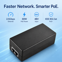 Injecteur PoE 48V 2.5G 30W IEEE 802.3at PoE, injecteur d'alimentation Ethernet haute vitesse pour point d'accès WiFi 6