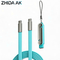 Nouveau design, câble de charge super rapide 240W, cordon plat en silicone de type C, kit de support 2 en 1, tendance 2026, logo personnalisé, charge rapide