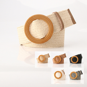 <span class=keywords><strong>Ceinture</strong></span> élastique <span class=keywords><strong>tressée</strong></span> en paille, <span class=keywords><strong>ceinture</strong></span> fine pour robe, <span class=keywords><strong>ceinture</strong></span> de serrage, boucle ronde en bois, sangle <span class=keywords><strong>tressée</strong></span>, ceintures pour femmes - Product Image 5