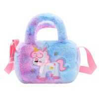Sac à dos et sac à main en peluche licorne pour la rentrée scolaire, design animé pour tout-petits