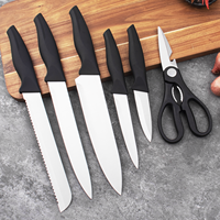 Ensemble de couteaux de cuisine DAKOO Super Sharp 7 pièces avec ciseaux et support de rangement en plastique pour couteaux