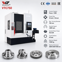 Tour vertical CNC à haute rigidité WOJIE VTC750 pour l'usinage de pièces à disques et à brides