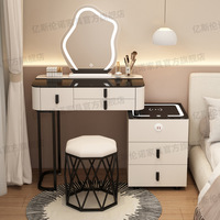 Table de maquillage pliable moderne nordique intelligente avec chargeur sans fil et miroir éclairé pour chambre à coucher