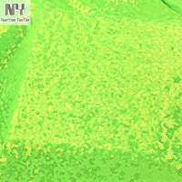 Tissu jersey Nanyee Textile tricoté extensible dans les quatre sens, brodé, avec sequins irisés superposés de 3 mm, vert néon vif, pour chaussures hautes