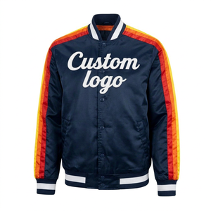 Veste en satin unisexe imperméable personnalisée, vente en gros, étiquette privée, vestes d'équipe brodées - Product Image 1