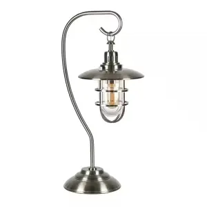 Industrial Style Habour Fisherman Table LAmp Brushed Nickel Nautical Lantern Lamp
