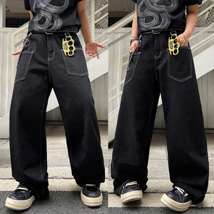 <span class=keywords><strong>Pantalon</strong></span> en jean ample <span class=keywords><strong>noir</strong></span> de haute qualité pour homme, style décontracté, <span class=keywords><strong>streetwear</strong></span> hip-hop, imprimé - Product Image 2