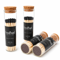 Allumettes en bois avec griffoir intégré dans le bocal en verre, accessoire pour cheminée domestique et utilisation avec bougies parfumées d'intérieur